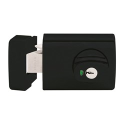 Lockwood 001 Double Cylinder Deadlatch with Knob and Timber Frame Strike in Black - 001-1K1MBK