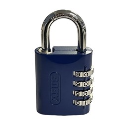 ABUS 158 Series Locker Combination Padlock with 45mm Zinc Body and 25mm Steel Shackle, Resettable Key Override Blue AP081 - 158KC45AP081