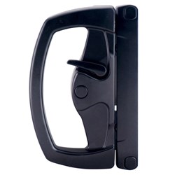 Austral Yarra Ridge Sliding Door Lock with Standard Outer Pull, Egress Inner Pull, Outer Cylinder LW4 Profile KD and 16mm Catch Plate in Black - YR-AC-BCB-AAA-BLMT