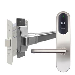 SALTO XS4 Original Plus ANSI Half Escutcheon HSE with Z handles, Satin Stainless Steel 8mm spinde. For Indoor Use