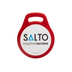 SALTO Keyfobs, DESfire 2K in Red Frame and suit SPACE Platform. Pack of 10 units.