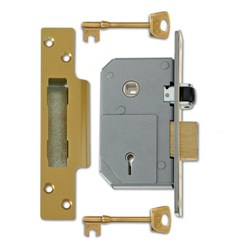 Chubb 5 Lever Mortice Sashlock with 57mm Pitch 40mm Backset 20mm Deadbolt and Roller Latch Polished Brass - 3K74E-PB-67