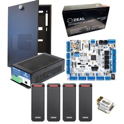 CS Technologies 4 Door Kit including IP Module, Power Supply, Enclosure and 4 HID SIGNO SEOS Profile Readers