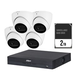 Dahua WizSense AI 4 Channel Camera Kit including 4x 6MP Eyeball Fixed Lens Cameras and 2TB HDD
