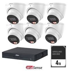 Dahua WizSense AI 8 Channel Camera Kit including 6x 8MP Eyeball Fixed Lens Cameras and 4TB HDD