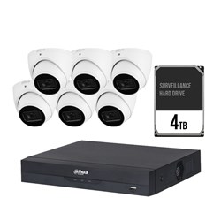 Dahua WizSense AI 8 Channel Camera Kit including 6x 6MP Eyeball Fixed Lens Cameras and 4TB HDD