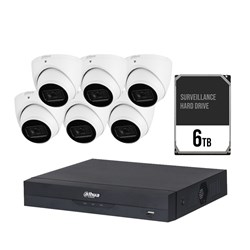 Dahua WizSense AI 8 Channel Camera Kit including 6x 6MP Eyeball Fixed Lens Cameras and 6TB HDD