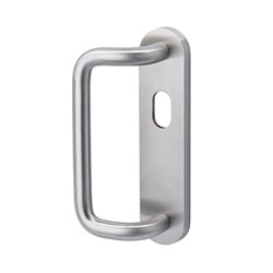 Dormakaba Furniture Round End Plate External Cylinder Hole and Offset Pull Handle Right Hand Satin Stainless Steel - 6780/H15OS RH SSS