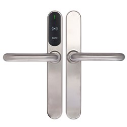 SALTO XS4 Original+ Escutcheon Mifare BLE 40mm Narrow Body Z handle Satin Stainless Steel Black Reader Universal Spindle Indoor