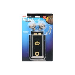 Lane Profile Series Rim Lock Residential Grade with 2 Bit Keys KD in Black Retail Pack - L953987