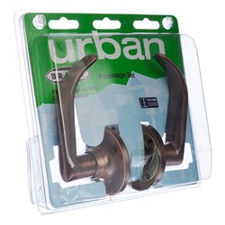 BRAVA Urban LN Series Tiebolt Passage Lever Set Adjustable 60/70mm Backset Antique Copper Display Pack - LN903DP