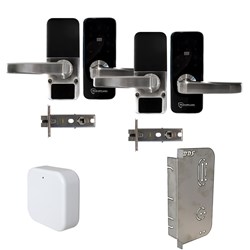 McGrath Locks Albion Satin Nickel Promo Pack, Includes 2 x Albion Satin Nickel, 1 x G2 Gateway And 1 x Stainless Steel Fitting Template