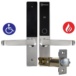 McGrath Hamilton Digital Lock With DDA Compliant Handles And 2 hour Fire Rating, Satin Nickel Finish with 60/70mm Adjustable Latch