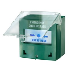 Neptune Resettable Call Point DPDT with Protective Cover, Blue Backlight, Buzzer, Key Reset at the Front, Green - CP-32GBZ-LB