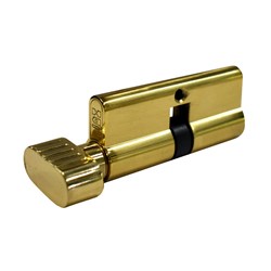 PROTECTOR Euro Single Cylinder and Turn with Fixed Cam LW4 Profile KA Polished Brass 70mm - PCT70-5P-KA-PB