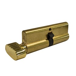 PROTECTOR Euro Single Cylinder and Turn with Fixed Cam LW4 Profile KD Polished Brass 90mm - PCT90-5P-KD-PB