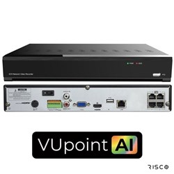 RISCO VUpoint AI 4 Channel NVR with 4 PoE Ports, 1 HDD Bay, includes AU Kettle Cord - RVNVR044K1RA