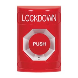 STI STOPPER STATION TURN TO RESET BUTTON, RED, LOCKDOWN LABEL