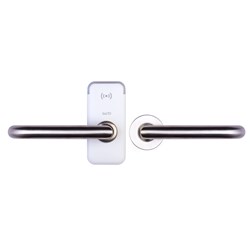 SALTO XS4 Mini Escutcheon for Tubular LT2L Latch with Z Handles, HSE, BLE and Mifare DESfire, 8mm Spindle, Stainless Steel Finish with White Cover, Suit 35-50mm Door.