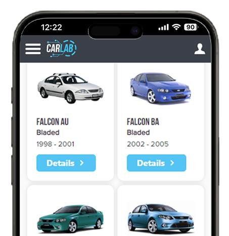 CarLab on Phone displaying black car and specs