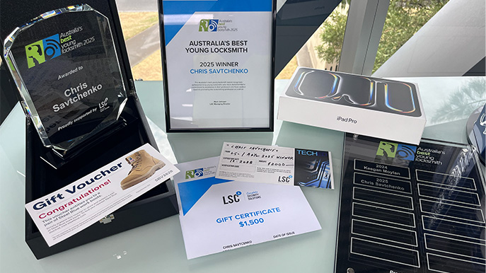 Prizes on desk for 2025 Winner