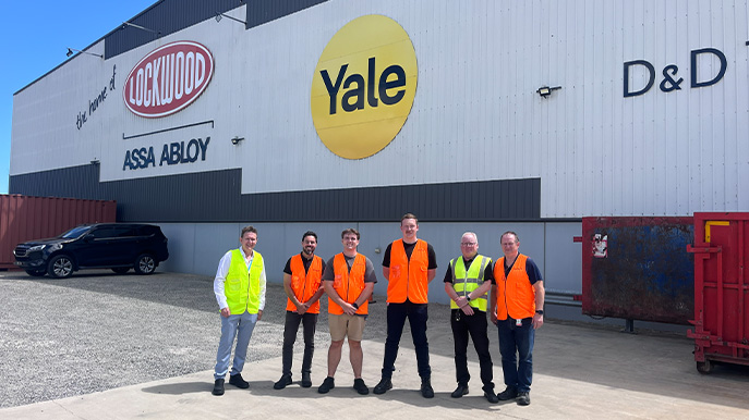 ABYL Winners outside Assa Abloy Factory with team