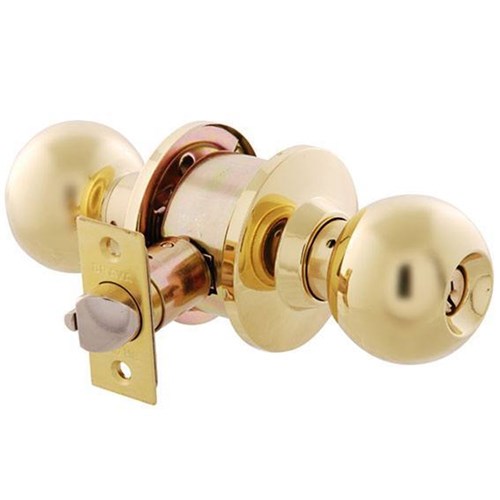 BRAVA Urban Cylindrical Entrance Knob Set TE2 Profile KD with Adjustable 60/70mm Backset Polished Brass - 100CBAPB