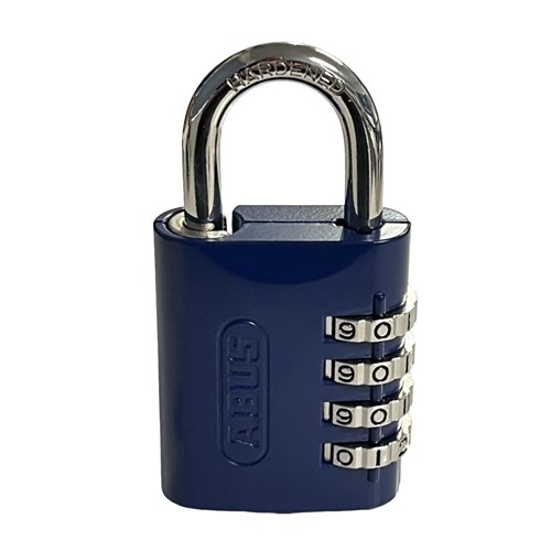 ABUS 158 Series Locker Combination Padlock with 45mm Zinc Body and 25mm Steel Shackle, Resettable Key Override Blue AP080 - 158KC45AP080