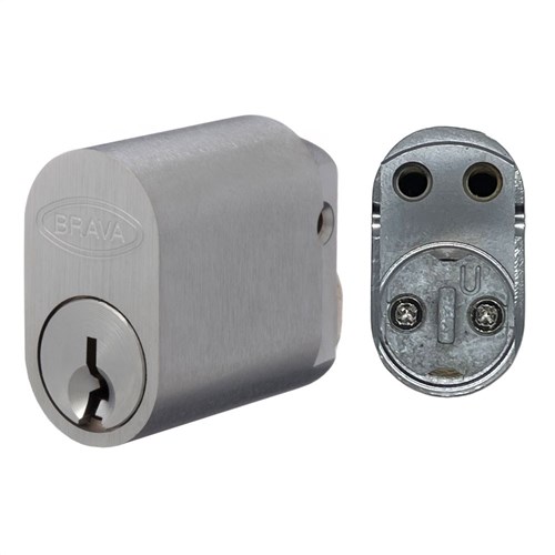 BRAVA Metro Oval Cylinder LW5 Profile KD with U Cam Drilled M4 for Extension Satin Chrome - 5070M4USCKD