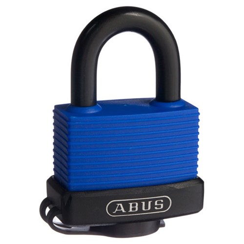 ABUS 70 Series Weather Sealed Padlock with 45mm Blue Brass Body and 24mm Plastic Coated Stainless Steel Shackle KD Display Pack - 70IB45C