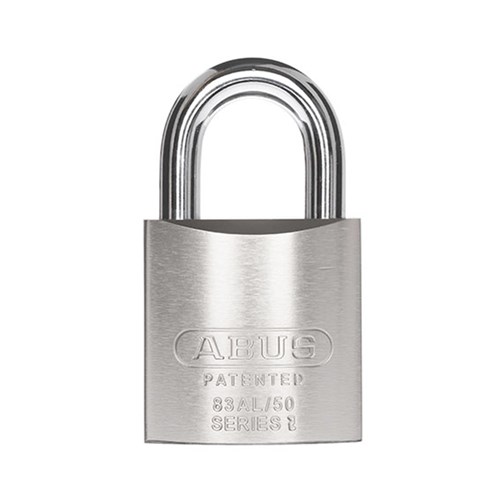 ABUS 83AL Series Premium Rekeyable Padlock with 50mm Silver Aluminium Body and 25mm Hardened Steel Shackle KA 4301 - 83AL50NNATKA1