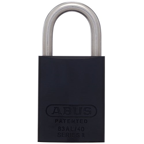 ABUS 83AL Series Premium Rekeyable Padlock with 40mm Black Aluminium Body and 25mm Stainless Steel Shackle KD - 83ALIB40BLKKD