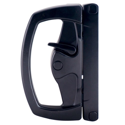 Austral Yarra Ridge Sliding Door Lock with Standard Outer Pull, Egress Inner Pull, Outer Cylinder LW4 Profile KD and 16mm Catch Plate in Black - YR-AC-BCB-AAA-BLMT