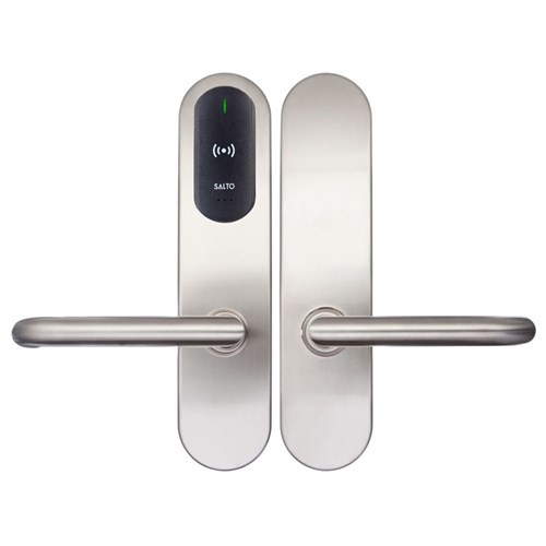 SALTO XS4 Original+ ANSI Escutcheon, HSE with Z Handles, U Spindle Kit, Satin Stainless Steel Finish, Black Reader, For Outdoor Use