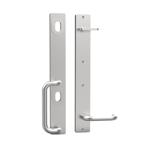 AMS Dual Lock Lever Handle Aluminium Left Handed Pair Handles with Turn Snib - DLLH33 T AL - Pair LH