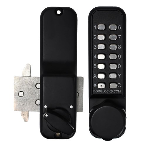 Borg Digital Lock 2606 Sliding Door Hook Bolt Version Easicode Pro Marine Grade Black - BL2606MGPROECP