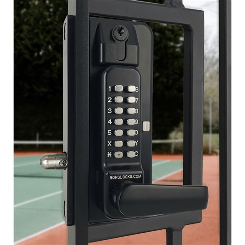 Borg Mechanical Digital Gate Lock Back to Back Lever Handle Keypads Trigger Release Deadbolt and Key Override Marine Grade Black - BL3435DKOMGPROECP