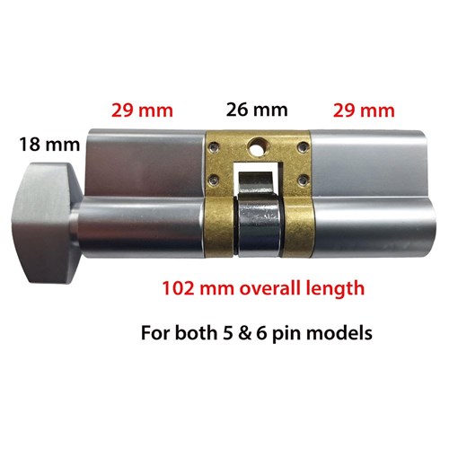 BRAVA Metro 905552 Modular Fixed Cam Cylinder & Turn LW5 Profile KD Satin Chrome