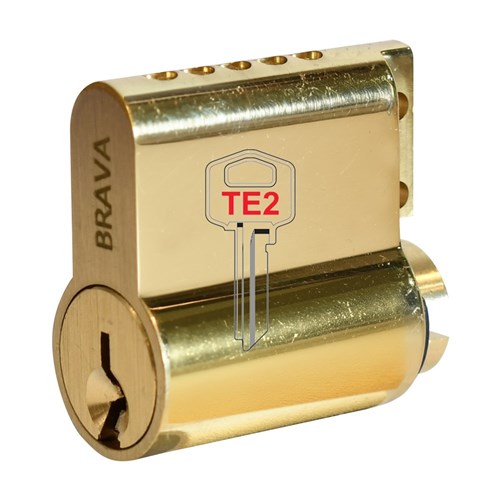 BRAVA Metro 90555 Modular Keyed Cylinder Section TE2 Profile KD Satin Brass - BR90555MODTE2KDSB