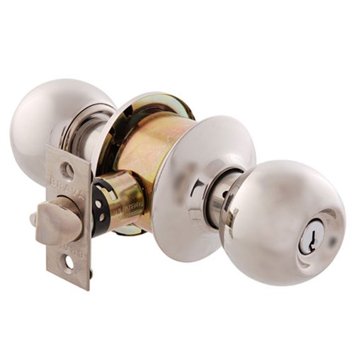 BRAVA Urban Cylindrical Glass Door Knob Set LW4 Profile KD with Adjustable 60/70mm Backset Polished Stainless Steel - BRC3303B