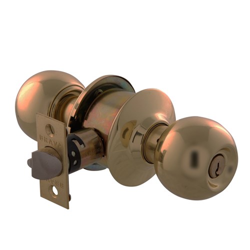 BRAVA Urban Cylindrical Glass Door Knob Set LW4 Profile KD with Adjustable 60/70mm Backset Antique Brass - BRC3803B