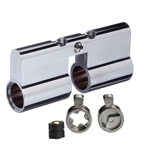 BRAVA Metro Euro Double Cylinder 6 Pin without Barrel with Both Fixed & Lazy Cams in Chrome Plate 70mm - 9555-1&3 - BRM90555FLNBCP