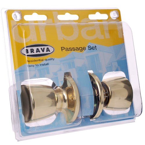 BRAVA Urban Tiebolt Tulip Passage Knob Set Adjustable 60/70mm Backset Polished Brass Display Pack BRT6730DP - BRT6730DP