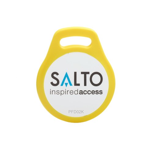 SALTO Keyfobs, DESfire 2K in Yellow Frame and suit SPACE Platform. Pack of 10 units.