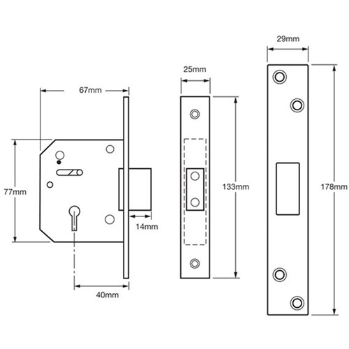 CHUBB MORTICE LOCK 3G115-PB-67