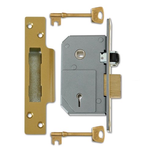 Chubb 5 Lever Mortice Sashlock with 57mm Pitch 40mm Backset 20mm Deadbolt and Roller Latch Polished Brass - 3K74E-PB-67