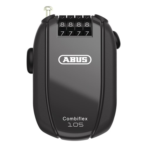 ABUS Combiflex Rest 105 Combination Cable Lock with Adjustable Retractable Cable and Mounting Pouch In Black Display Boxed - COMBIFLEXREST105PC