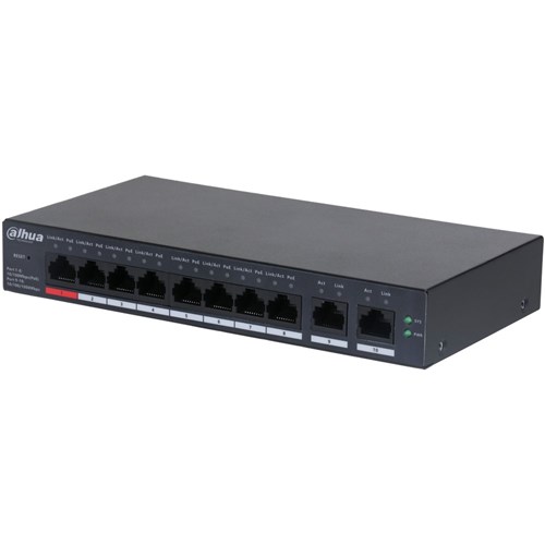 Dahua 10 Port Layer 2 Cloud Managed Network Switch with 8 PoE Ports plus 2 Uplink Ports - DH-CS4010-8ET-110