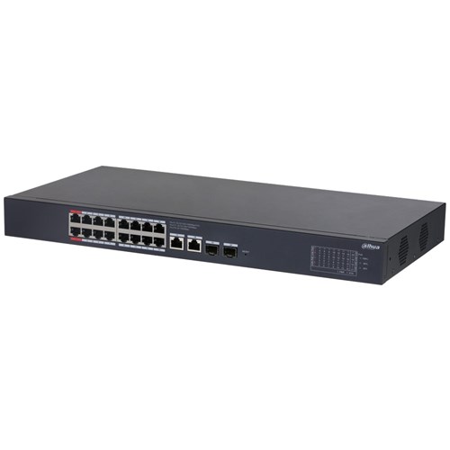 Dahua 20 Port Layer 2 Cloud Managed Network Switch with 16 PoE Ports plus 2 Gigabit Uplink Ports and 2 SFP Ports - DH-CS4220-16GT-190