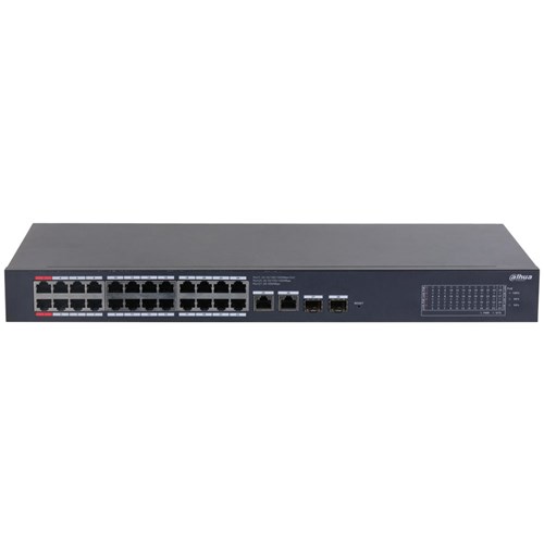 Dahua 28 Port Layer 2 Cloud Managed Network Switch with 24 PoE Ports plus 2 Gigabit Uplink Ports and 2 SFP Ports - DH-CS4228-24GT-240